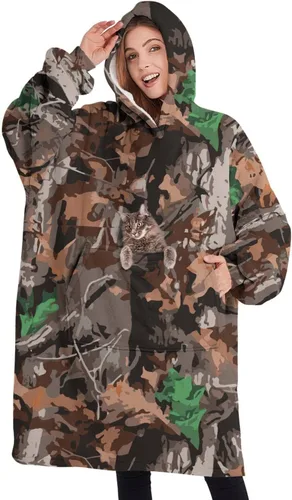Vista 19 de Wearable Oversized Blanket,Sherpa Blanket Hoodie with Super Pockets,Super Warm Fuzzy Pullover for Women & Men