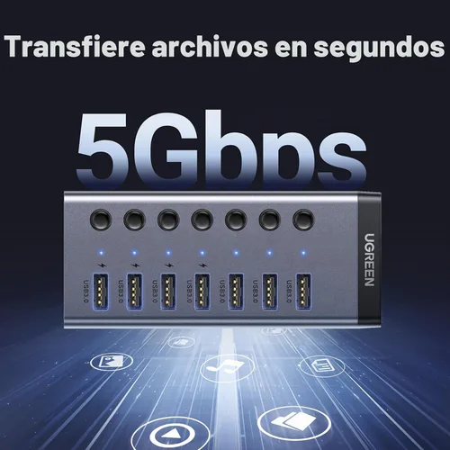 Vista 3 de UGREEN - Hub USB 3.0, adaptador USB de 7 puertos con 4 puertos de carga inteligentes