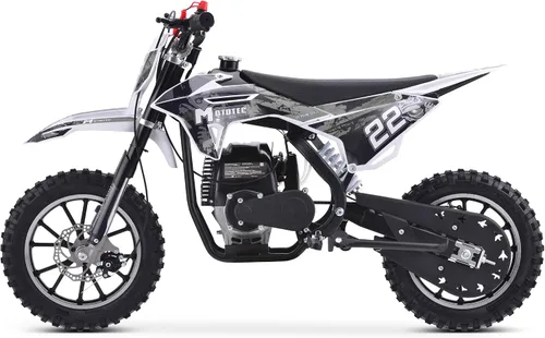 Vista 3 de MotoTec Demon - Motocicleta de motocross de gas para niños de 50 cc y 2 tiempos Blanco