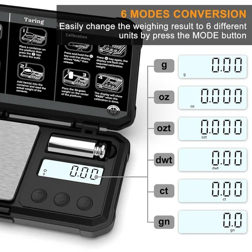 Vista 3 de Digitalgram Scale Jewelry Scale 200g 0.01g mini Scale Portable Powder Scale (Black)