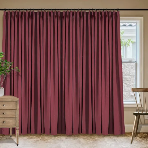 Vista 102 de Frelement Cortinas plisadas de lino de algodón de 100 pulgadas de ancho y 102 pulgadas de largo, cortinas con reducción de ruido para sala