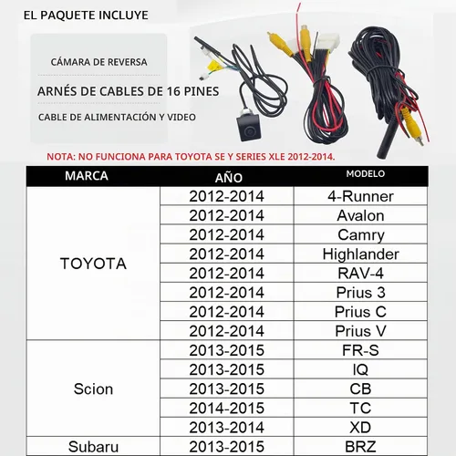 Vista 7 de EWAY Kit de cámara de respaldo de visión trasera para Toyota Camry Corolla RAV4 Prius Avalon 2012-2014 Cámara de marcha atrás a pantalla de radio