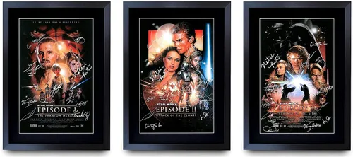 Vista 40 de HWC Trading Star Wars Episodio 1 La Amenaza Fantasma Regalos Presentación Impresa Autografiada Montaje para Fans de Recuerdos de Películas - 16" x