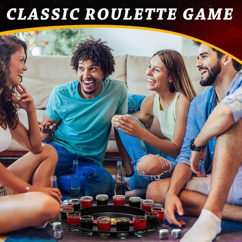 Vista 6 de Hiboom Juego de ruleta de vaso de chupito y juego de dados para beber, 16 vasos y 2 bolas para adultos, reuniones familiares, bares, suministros