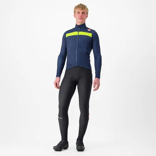 Vista 5 de Castelli Puro 3 Jersey FZ para hombre, manga larga con aislamiento polar, cremallera y cuello alto para ciclismo de carretera y grava I