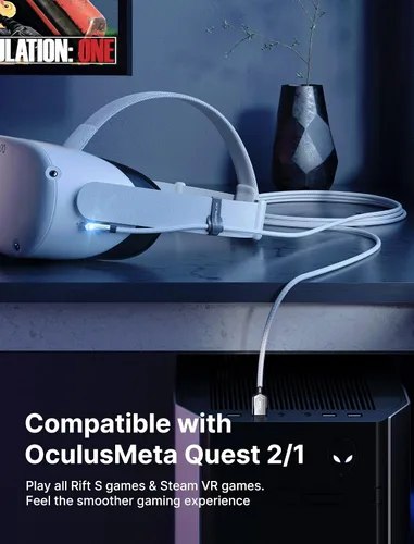 Vista 2 de JSAUX Cable de enlace de 16 pies compatible con accesorios MetaOculus Quest 2ProPico 4 y PCSteam VR, USB 3.0 de alta velocidad de transferencia