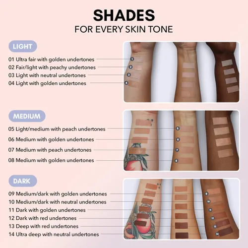 Vista 3 de Clover Skin Is In Serum Foundation Suero facial hidratante, base ligera, libre de crueldad animal y vegano, con escualano y cera de semillas de 10