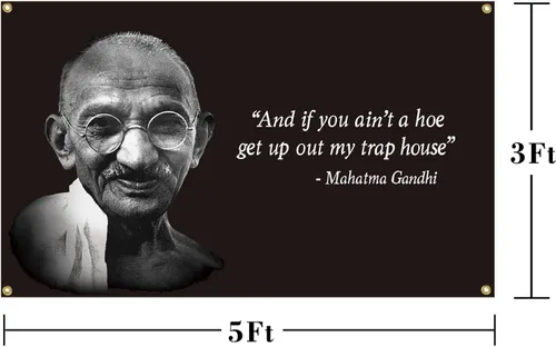 Vista 2 de Chief Gandhi - Bandera de 3 x 5 pies, divertido póster de pared de cueva de hombre duradero con ojales de latón. Esta hermosa bandera