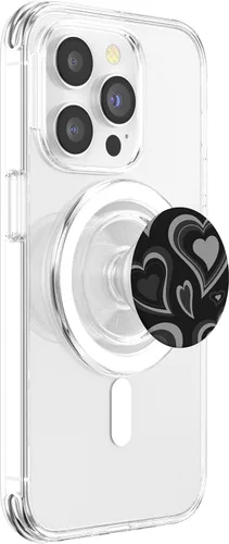 Vista 3 de PopSockets retro estéticos de corazones negros MagSafe PopGrip para iPhone