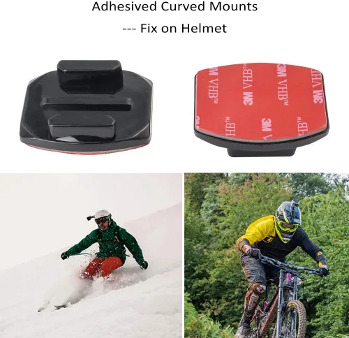 Vista 3 de Accesorios para cámara de acción, soportes curvados y planos adhesivos con hebilla, rosca de tornillo de 1/4 con tornillo de pulgar, compatible