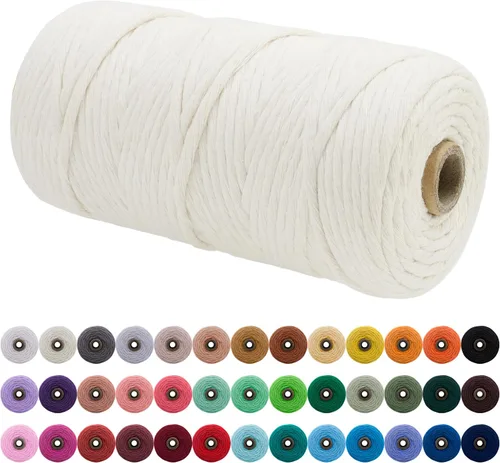 Vista 137 de JeogYong Cordón de macramé de un solo hilo 3 mm x 109 yardas (328 pies) Cuerda de algodón suave Hilo de macramé de 3 mm, suministros de macramé