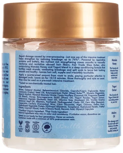 Vista 2 de Shea Moisture Hidratación de miel y yogur de Manuka Plus Repair Protein Power para tratamiento unisex, 8 onzas