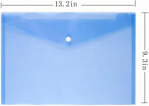 Vista 2 de Carpeta de documentos transparente con botón a presión de 12 sobres Azul