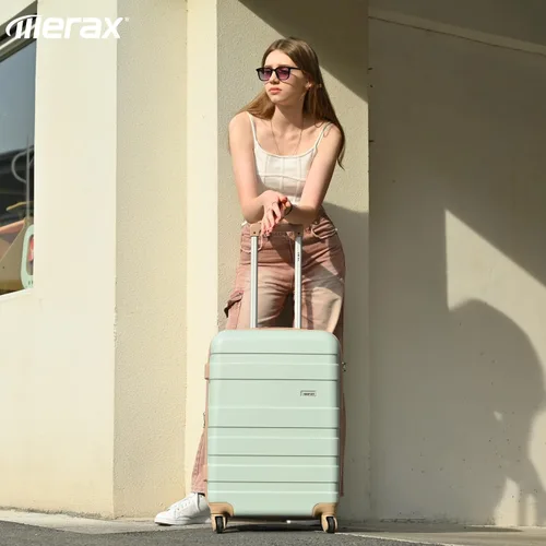 Vista 2 de Merax 3 piezas expandible Abs Hardshell Equipaje Sets Spinner Wheel Maleta TSA Lock Suit Case, Gris Verde, Merax 3 piezas expandible Abs Hardshell