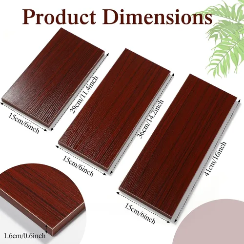 Vista 3 de Wenqik Estantes flotantes de madera, 3 tamaños, estantes de madera para decoración de pared, estantes colgantes para almacenamiento de exhibición