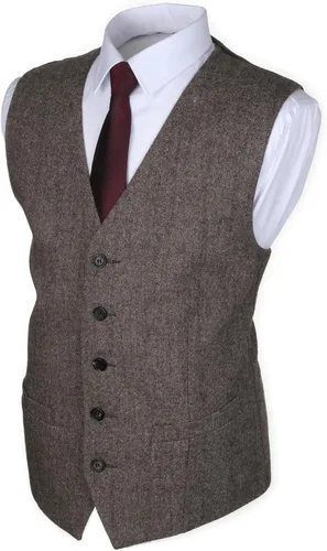 Vista 2 de Ruth&Boaz Chaleco de traje de negocios de tweed de lana y 5 botones con 2 bolsillos