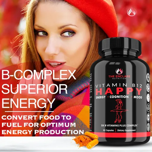 Vista 3 de THE ENCLARE NUTRITION Vitamina B12 - Complejo de vitamina B con vitamina C, biotina, inositol, ácido fólico, vitaminas B, vitaminas B1, B2, B3, B4