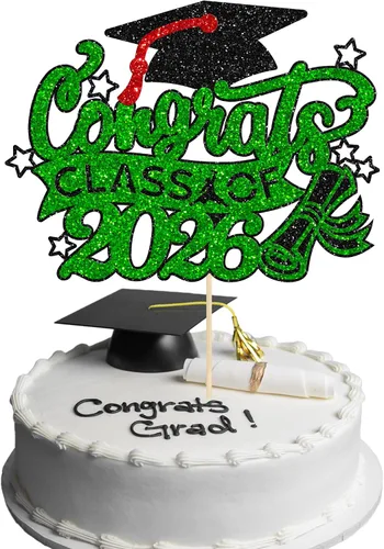Vista 14 de Gyufise 1 paquete de decoración de pastel de graduación 2025 con purpurina de felicitaciones clase de 2025, decoración de pastel de diploma 2025