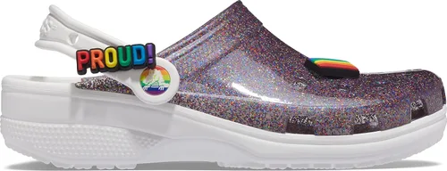 Vista 6 de Crocs Zuecos clásicos brillantes unisex para adultos, zapatos metálicos y con purpurina