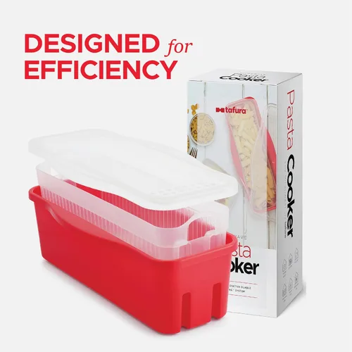 Vista 6 de Tafura Cocedor de Pasta para Microondas con Sistema de Doble Colado, Cocedor de Espaguetis para Microondas con Escurridor, Regalo de Dormitorio