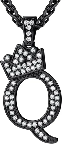 Vista 68 de U7 Crown Initial Number Necklace for Men Women A-Z Letter Pendant Chain a. Oro