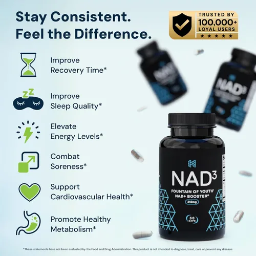 Vista 6 de HPN NAD+ Booster - Alternativa de ribósido de nicotinamida (NAD3) para hombres y mujeres Activador NRF2 antienvejecimiento, superior al NADH