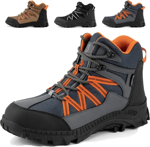 Vista 6 de SUADEX - Botas de puntera de acero para hombre, Botas de trabajo indestructibles para mujer, Zapatos de construcción, punta compuesta