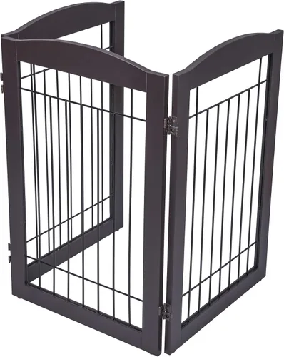 Vista 8 de Spirich Puerta de alambre independiente para mascotas, 30 pulgadas de alto, para casas, puertas, escaleras, valla de seguridad para cachorros
