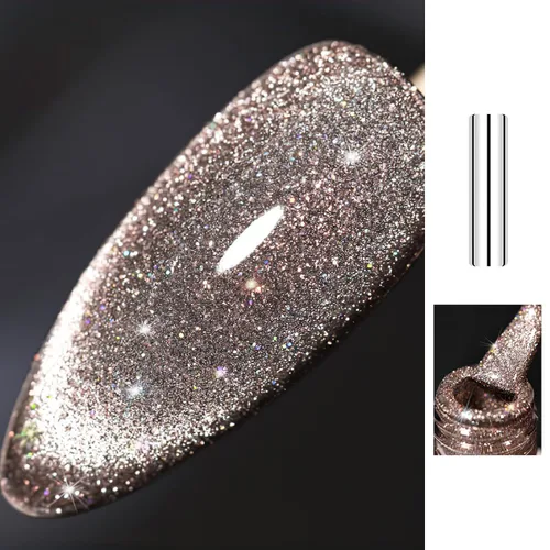 Vista 9 de X&D Juego de esmaltes de uñas de gel Cat Eye en arco iris reflectante con efecto holográfico magnético, 0.2 fl oz de esmalte de uñas para arte de 1