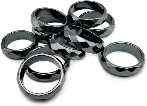 Vista 43 de Morchic - Anillos unisex de piedras de hematita, para equilibrar ansiedad, chakra raíz, (paquete de tamaños mixtos)