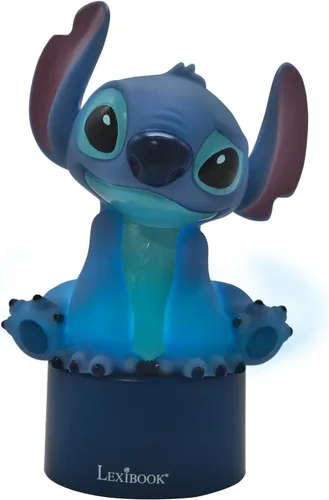 Vista 4 de LEXiBOOK, Disney Stitch, luz nocturna con altavoz, cambio de color, luz suave, funciona con pilas, azul, NS01D