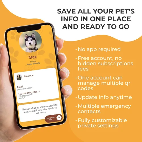 Vista 2 de Etiqueta de identificación de mascotas personalizada con código QR, etiqueta de nombre silenciosa deslizante para perros y gatos, etiqueta