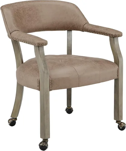 Vista 18 de LEEMTORIG Sillas de comedor con ruedas y brazos, Sillas de comedor con ruedas, Sillas de mesa de póker, Sillas de madera maciza Boss Caption's Patas