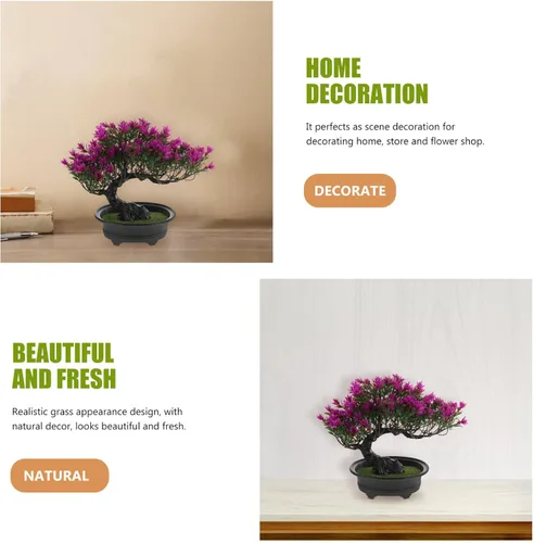 Vista 6 de HOMSFOU Plantas falsas en maceta, planta de vegetación falsa, flores artificiales en maceta, árbol artificial de simulación de árbol de bienvenida