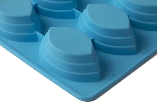 Vista 2 de Mobi 12 barcos de postre silicona molde para hornear azul