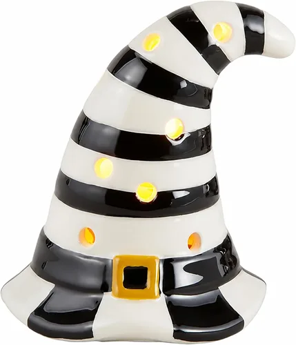 Vista 9 de Mud Pie - Sombrero de bruja iluminado para decoración de Halloween, estante