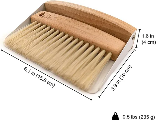 Vista 6 de A&J Koti - Barredora de migas de mesa, pequeño juego combinado de recogedor de metal y cepillo de mano, migas de madera para servidores