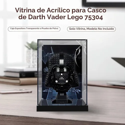 Vista 4 de Vitrina de acrílico para Lego 75304 Star Wars Darth Vader casco de cabeza negra modelo de bloque de construcción (solo caja, sin modelo), caja