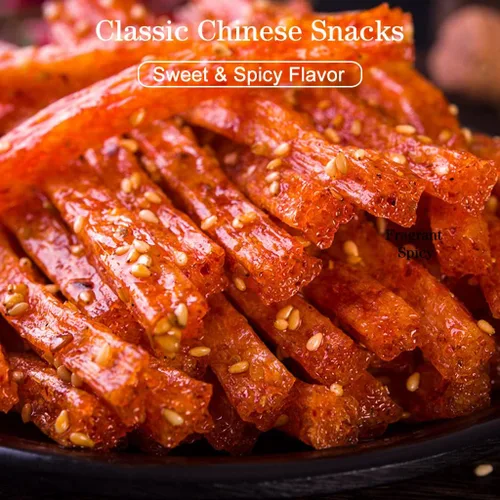 Vista 7 de Spicy Strip - Pequeño gluten de Latiao, nostalgia de Latiao, sabor picante dulce, vegano, instantáneo clásico picante sabor picante chino