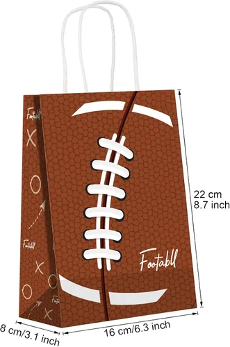 Vista 2 de Zonon 20 bolsas de regalo de fiesta de fútbol, bolsas de regalo de papel con patrón de fútbol, golosinas con asas, para equipos deportivos de rugby