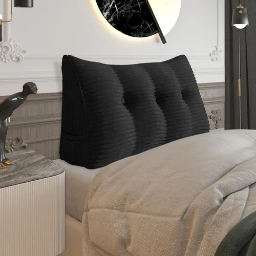 Vista 52 de Almohada de cabecera gruesa totalmente rellena tamaño Queen, cabecera acolchada suave y firme, soporte grande, triangular, almohada de cuña