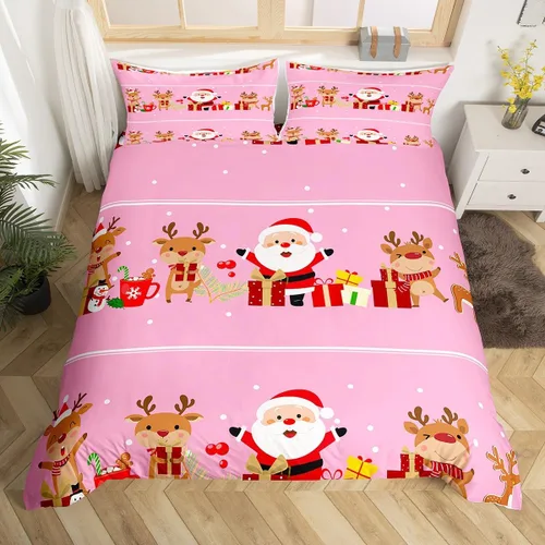 Vista 40 de Feelyou Juego de ropa de cama de Navidad gris para niños, tamaño individual, funda de edredón enana de Navidad para niños, niñas, adolescentes