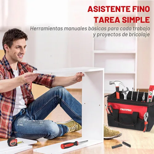 Vista 3 de FASTPRO Juego de herramientas para el hogar de 220 piezas, kit de herramientas de reparación para el hogar con bolsa de herramientas de Rojo