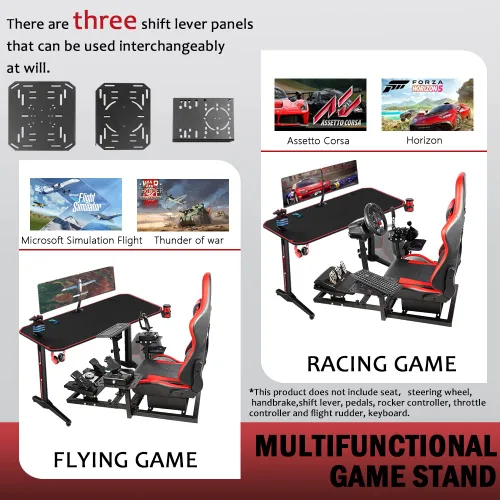 Vista 4 de Supllueer Racing Flight Simulator Cockpit fit Thrustmaster HOTAS Warthog Honeycomb Logitech G25 X52 Wheels,Pedals,Throttle,Joystick Keyboard,Seat