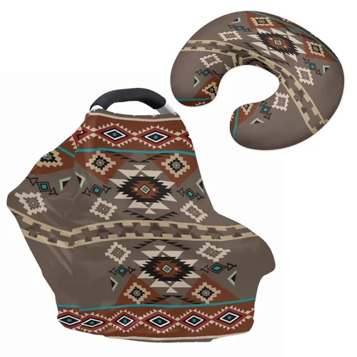 Vista 15 de Toldo de leopardo azteca bohemio para asiento de automóvil, para bebés, elegante funda de almohada de lactancia y lactancia transpirable, se adapta
