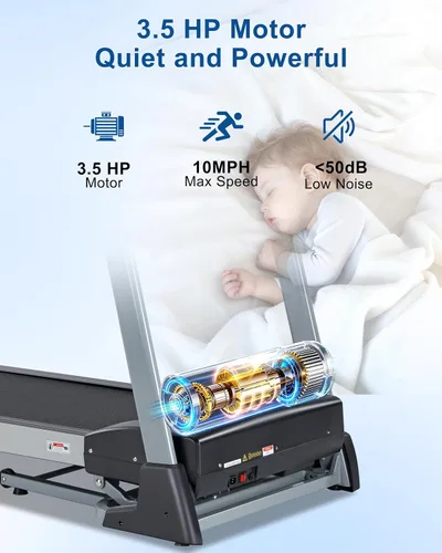 Vista 6 de BORGUSI Cinta de correr inclinada 15% automática con altavoz Bluetooth, 20 pulgadas de ancho 3.5 HP plegable caminadora eléctrica con pantalla LCD