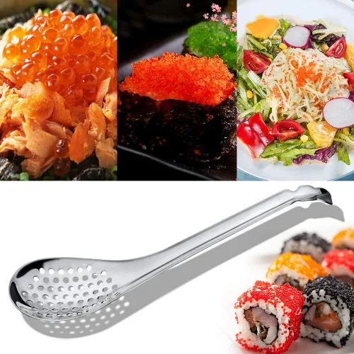 Vista 5 de Cuchara de esferificación - Juego de 2 cucharas de esferificación de acero inoxidable Molecular Slotted Bar Spoon Kitchen - KICW0071 (Plata)
