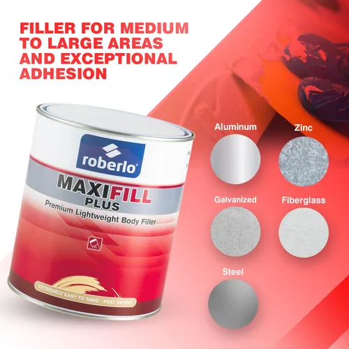 Vista 7 de Roberlo Maxifill Plus Premium - Relleno ligero de carrocería de 3 litros + endurecedor - Fácil de lijar, alta capacidad de dispersión