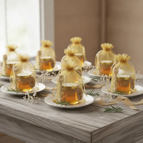Vista 5 de Adabocute Pote de Miel, Mini Frascos de Miel con Cucharón, Frascos de Miel de Vidrio para Recuerdos de Baby Shower, Recuerdos de Fiesta y Boda, Tapa