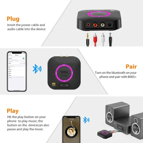 Vista 7 de Receptor Bluetooth 1Mii B06S+LDAC para estéreo casero, adaptador de audio inalámbrico